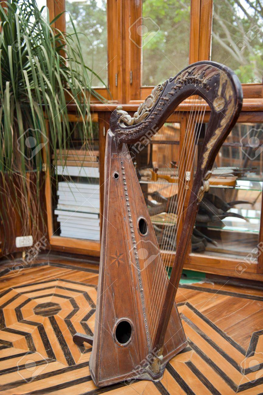 17280465-ancient-harp-in-a-typical-house-in-ecuador