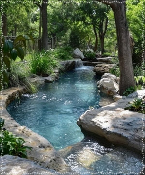 Water stream path in forest - small with frame